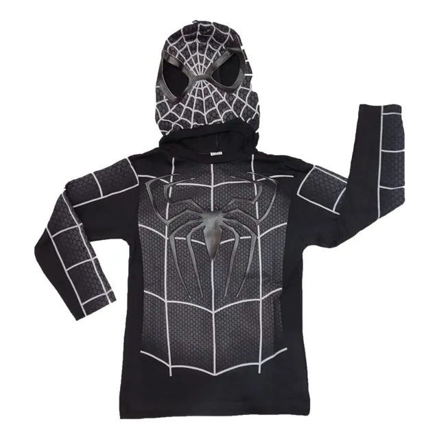 Camiseta Infantil Manga Larga C/ Capucha-mascara Spiderman  