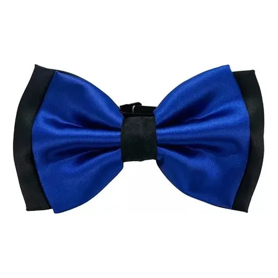 Gravata Borboleta Dupla Preto Com Azul Royal Ref 249
