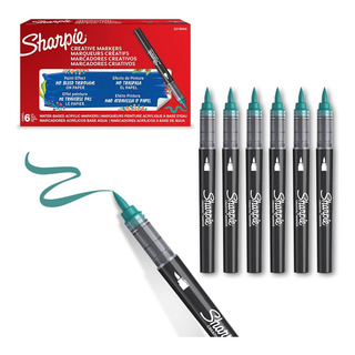 6 Marcadores Verdes De Acrílico Sharpie Creative Punta Brush 6 Marcadores Verdes De Acrílico Sharpie Creative Punta Brush