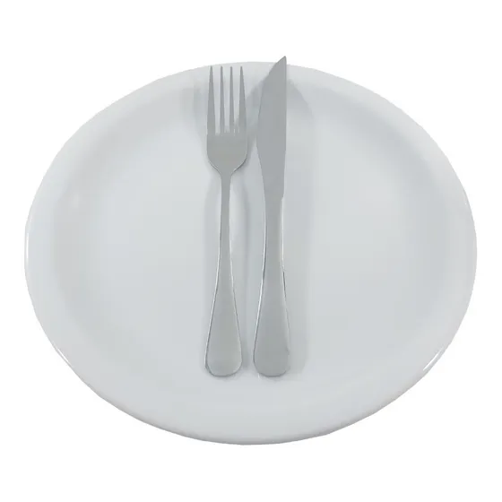 Kit Cozinha 12 Pratos + 24 Talheres Em Aço Inoxidavel