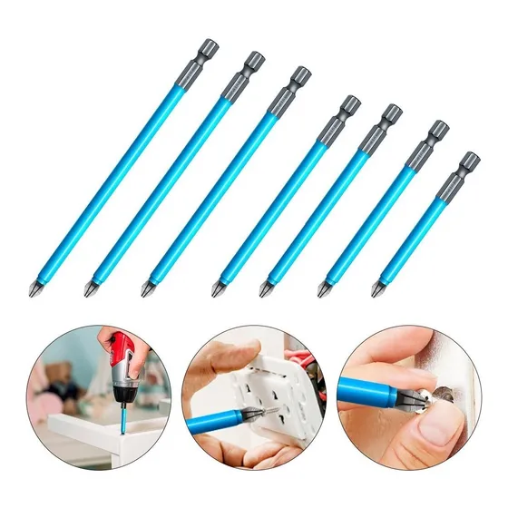 Set De 7 Brocas Largas Antideslizantes Magnéticas P Taladro