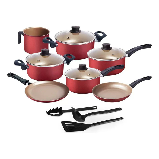 Jogo De Panelas De Cozinha Marpal Elegan 10 Peças 10 Peças Com 10 Peças De Alumínio Bordô Jogo De Panelas De Cozinha Marpal Elegan 10 Peças 10 Peças Com 10 Peças De Alumínio Bordô