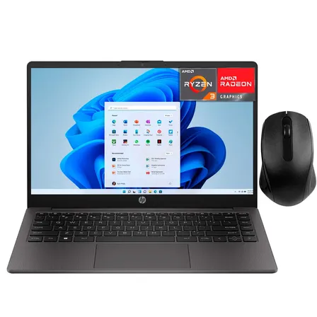 Laptop Hp 245 G10 Amd Ryzen 3 7330u 16gb Ssd 512gb 14 Teclado Español Mouse Dxt Ideal Para Estudio Y Trabajo Profesional Negro