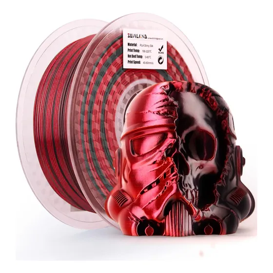 Filamento Pla 0.069 In Impresora 3d Doble Color Negro Rojo +