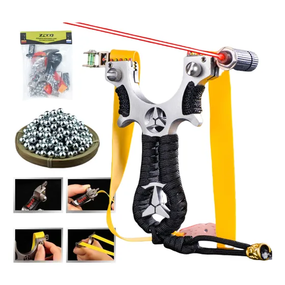 Kit Estilingue Atiradeira Laser Profissional+100 Esfera Aço