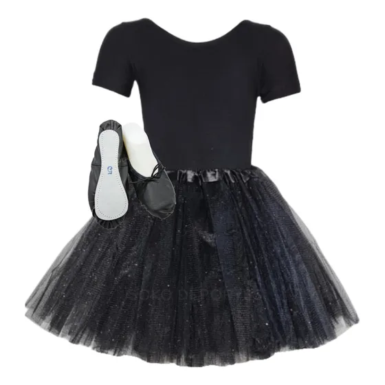 Malla + Tutu + Badanas Danza Ballet Mangas Cortas Colores