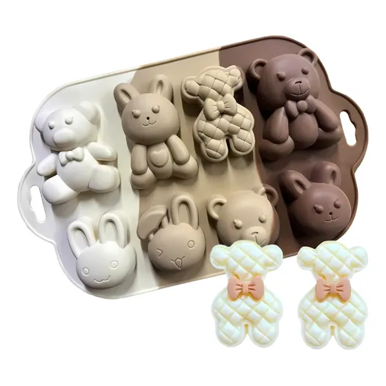 Molde De Silicón Osos Conejos Repostería Diy  Bricolaje