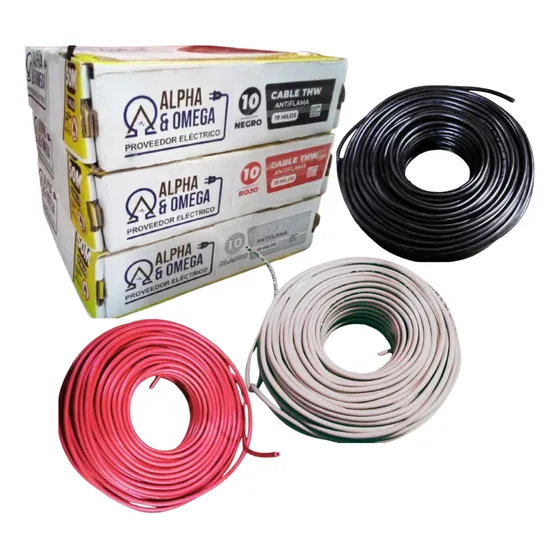Cable Eléctrico Calibre 10 Cobre 100% Thw 50mts Rjo/ngo/bla