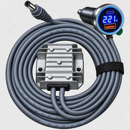 Conversor Starlink Mini 12v 24v 4mt Plug Veicular Voltímetro