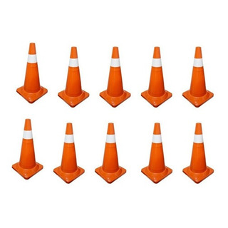 10pzas Cono Vial 71cm Naranja Con Reflejante 10pzas Cono Vial 71cm Naranja Con Reflejante
