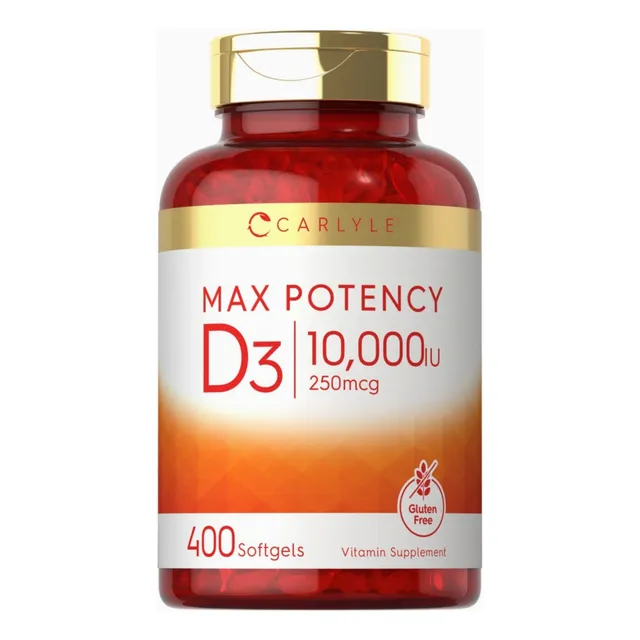 Vitamina D3 De 10,000 Mcg. 250 Mcg 400 Sofgels Carlyle
