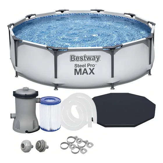 Piscina Estructural Bestway Steel Pro Max 4678 Litros Gris