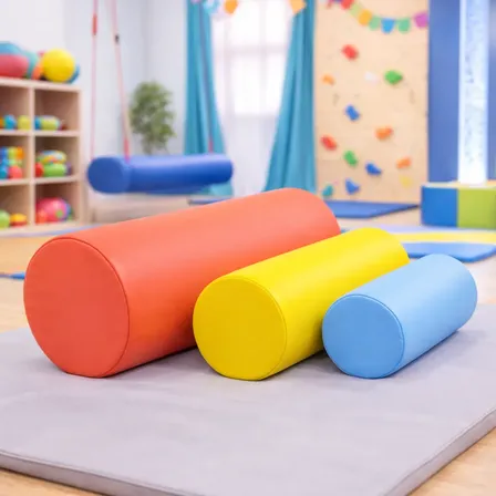 3 Rolos Posicionador Fisioterapia Motricidade Espumado Laranja, Amarelo E Azul