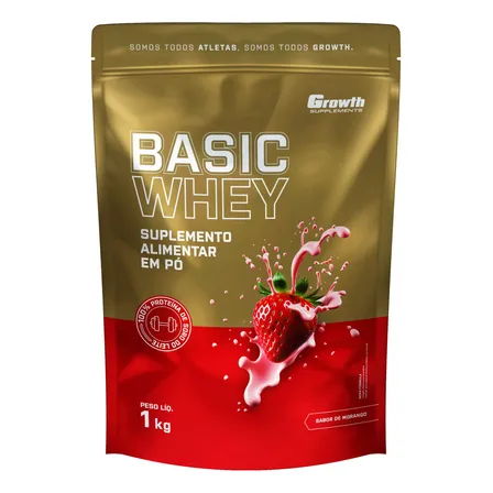 Basic Whey 1kg Growth Supplements Morango