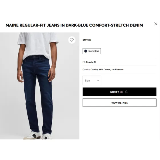Blue Jean Boss 38x34 Re.maine Bc-c - 50501129