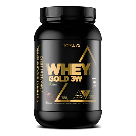 Whey Protein Topway Gold 3w 900g Sabor Chocolate E Avelã Com Vitamina D B12 Chocolate E Avelãs