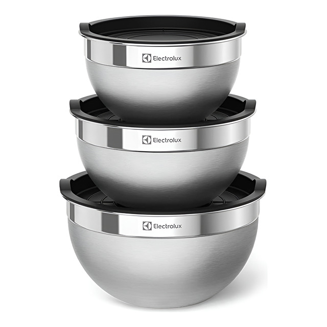 Conjunto Electrolux Com 3 Bowls Tigelas Inox Com Tampa Plástica Utensílios Domésticos De C...