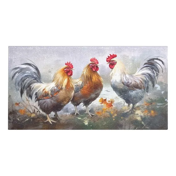 Alfombra Baño Dibujo Pollo Colorido Seca Rapidamente X