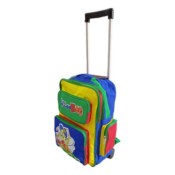 Mochila Escolar Con Carrito Para Niños Color Foto Diseño De La Tela Liso Con Estampa