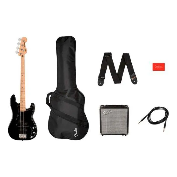 Pack De Bajo Eléctrico Squier Affinity Series Precision Bass Diestro Negro Gloss Polyurethane 4