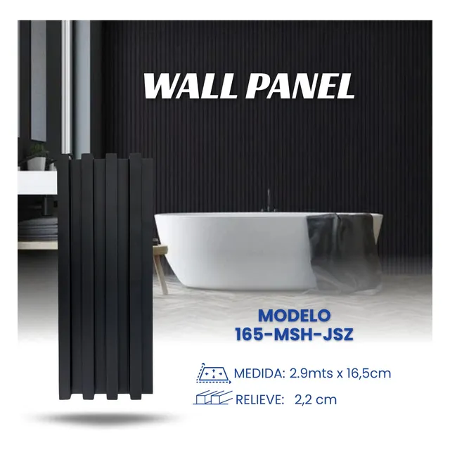 Wall Panel Pvc Color Negro. X Una Lamina.