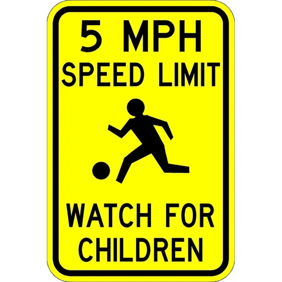 Reloj Limite Velocidad 5 Mph Para Niño Letrero 12 X 18  Alta
