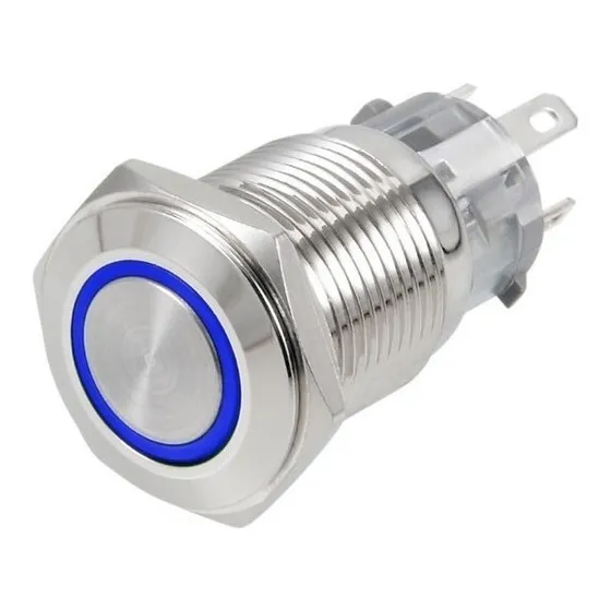 Interruptor Metalico Pulsador Flat Universal 16mm Backlight