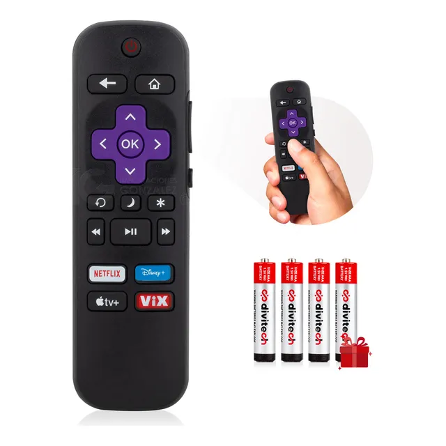 Control Remoto Compatible Con Roku Hisense Smart Para Tv Vix Incluye 4 Pilas AAA Divitech®