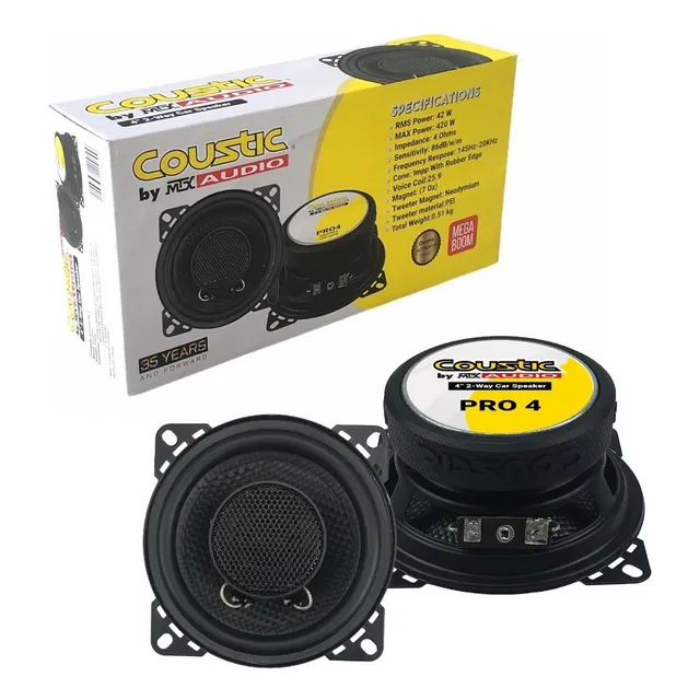 Bocinas 4 Pulgadas Coustic Pro4 2 Vias 400 Watts Max Color Negro
