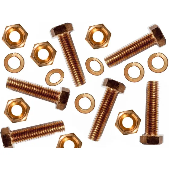 8pz Tornillo Bronce Nc 1/2x2 Kit 2tuerca Y 2 Arandel Planas