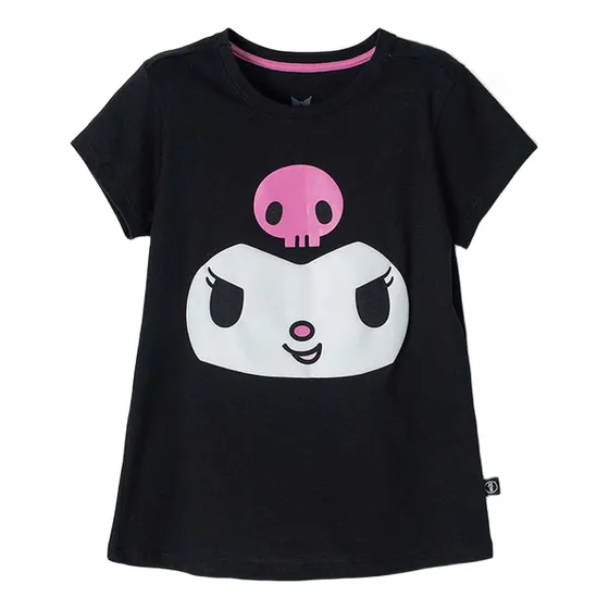 Camiseta De Kuromi Manga Corta Negra Para Niña