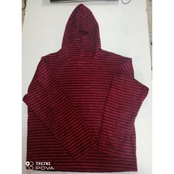 Sweater Capucha Dama Rayas Rojas S