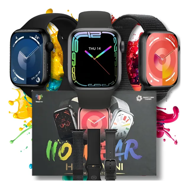 Relógio Smartwatch Hw X Mini Amoled Com 3 Pulseiras Váriadas