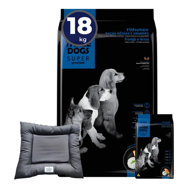 Three Dogs Cachorro Razas Medianas Y Grandes 15 Kg + Regalo