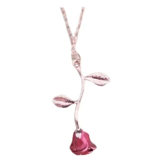 Collar M S Flor De Rosa Mujer Rosa Dorado