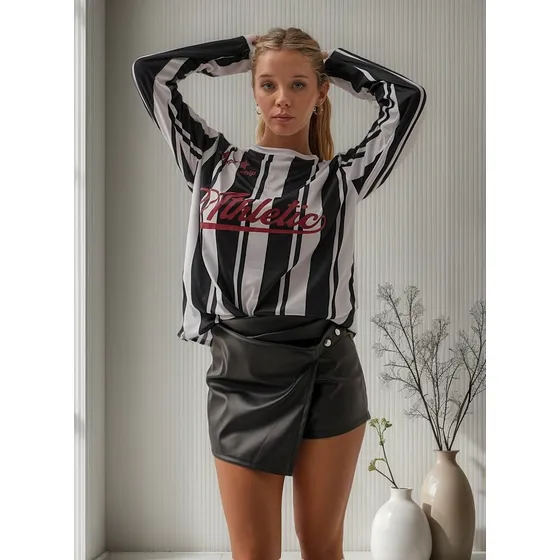 Remera Manga Larga Tipo Remeron Estilo Deportivo Mujer Naif