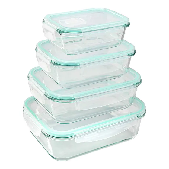 Set x4 Refractarias de Vidrio con Tapas Herméticas – Porta Comida Resistente para Microondas, Horno y Congelador