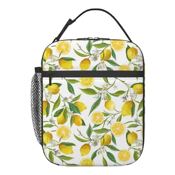 Lonchera Reutilizable Diseño Flor Hoja Limon Para Mujer Niña