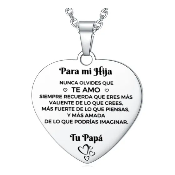 Collar Con Dije De Corazón Para Mi Hija De Papá Mamá+caja
