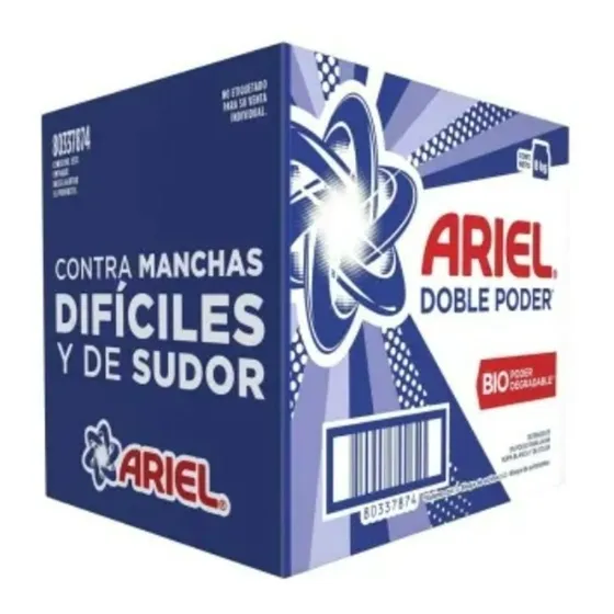 Detergente Jabon En Polvo Ariel Doble Poder 8k Quitamanchas
