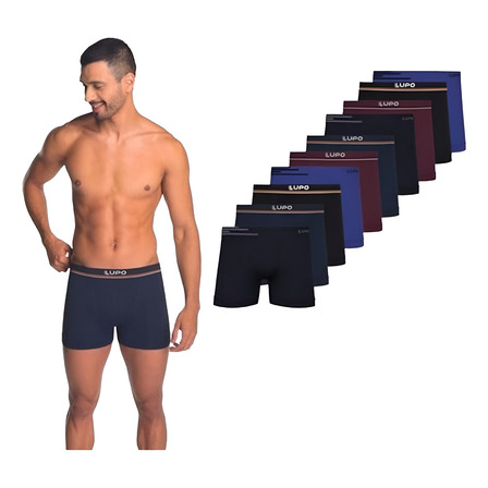 Kit 10 Cuecas Box Boxer Lupo Sem Costura Microfibra Adulto Kit 10 Cuecas Box Boxer Lupo Sem Costura Microfibra Adulto