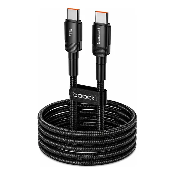 Cabo Toocki USB-C para USB-C 100W 3 Metros PD 3.0 Carregamento Rápido