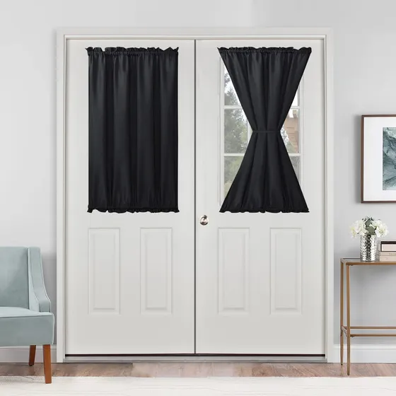 Cortinas De Puerta Francesa Para Ventana Pequeña 61x102 Cm N