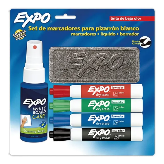 Set Expo Para Pizarrón Blanco Marcadores, Líquido Y Borrador