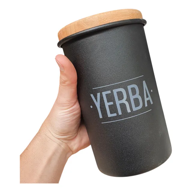 Azúcar Ó Yerba Tarro Lata Tapa Madera Deco Cocina X Unidad