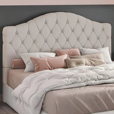 Cabeceira Estofada Cama Box Queen 1,60 Roma Linho Cor Bege