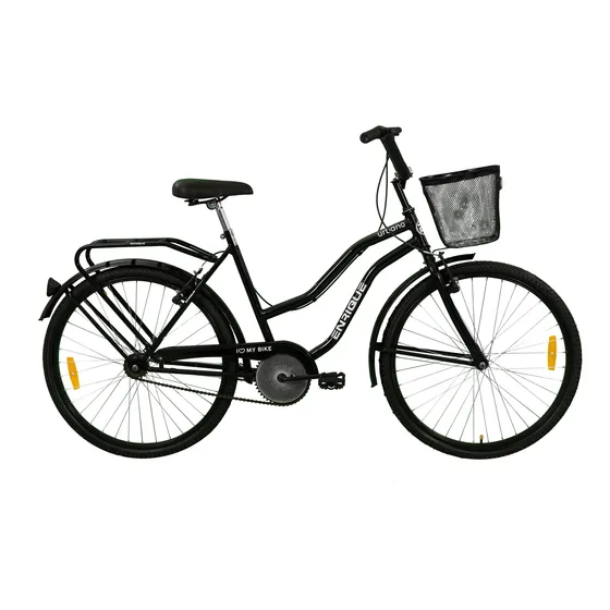Bicicleta Enrique Rod.26  Paseo Dama Negra Con Canasto Negro 26 "