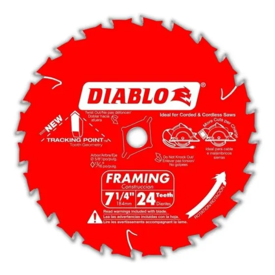 Disco De Sierra Manual Diablo De 7 1/4  24dientes 5/8  Eje