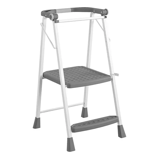 Escalera Plegable De Cocina Gris Dos Pasos Para Adultos Y Ni