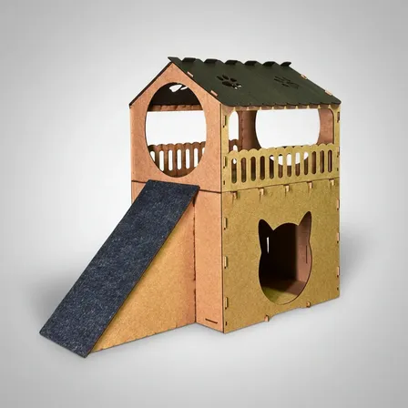 Casa Para Gatos Boxfan Mdf Com Arranhador 58x38x13 Cm Cru